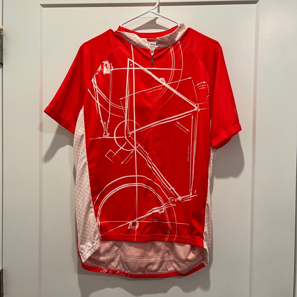 Primal Wear Mens XL Red Bicycle Blueprint Cycling Jersey Short Sleeve Road Bike